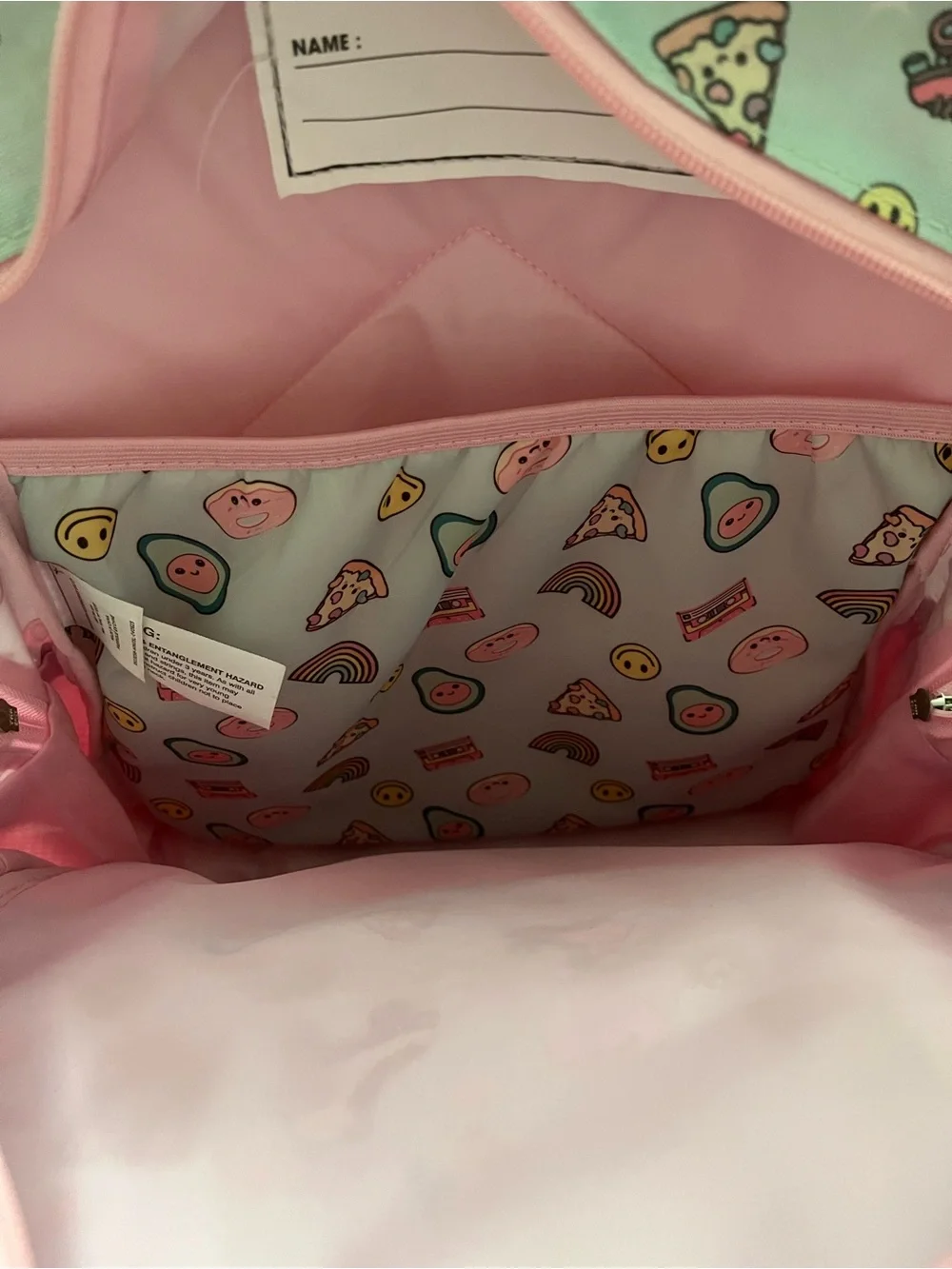 Target Pink Kids Backpack with Sequins, Avocado & Roller Skate Patches